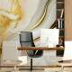 Papel de Parede M�rmore Estilo Ondas em Dourado e Branco MP