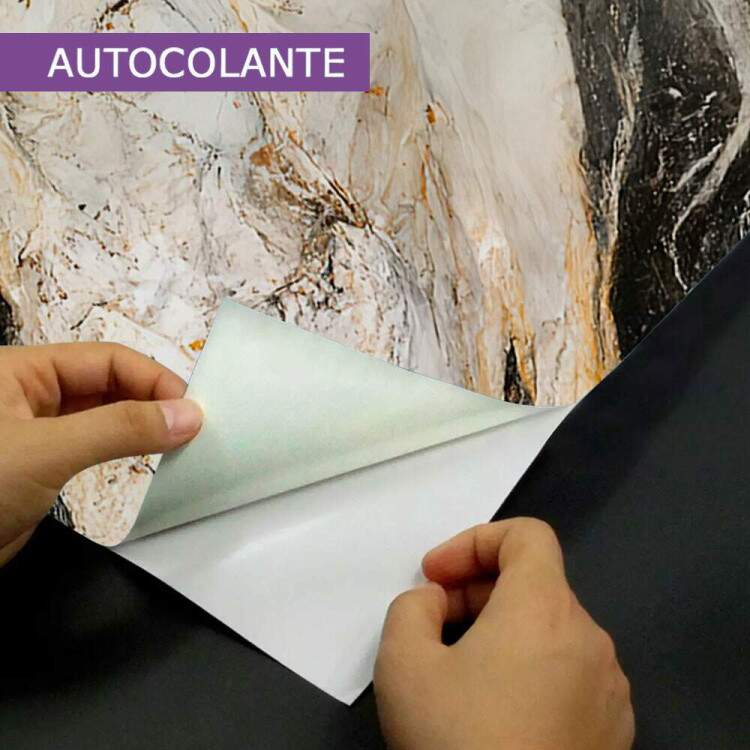 Papel de Parede Mrmore Estilo Pintura Preto, Bege e Dourado MP