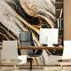Papel de Parede M�rmore Estilo Pintura Preto, Bege e Dourado MP