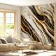Papel de Parede M�rmore Estilo Pintura Preto, Bege e Dourado MP