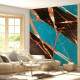 Papel de Parede M�rmore Estilo Pintura Preto, Azul e Rose MP