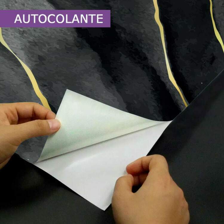 Papel de Parede Mrmore Preto com Dourado MP