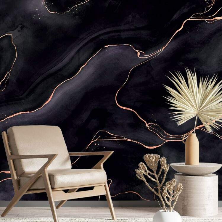 Papel de Parede Mrmore Preto com Rose Gold MP