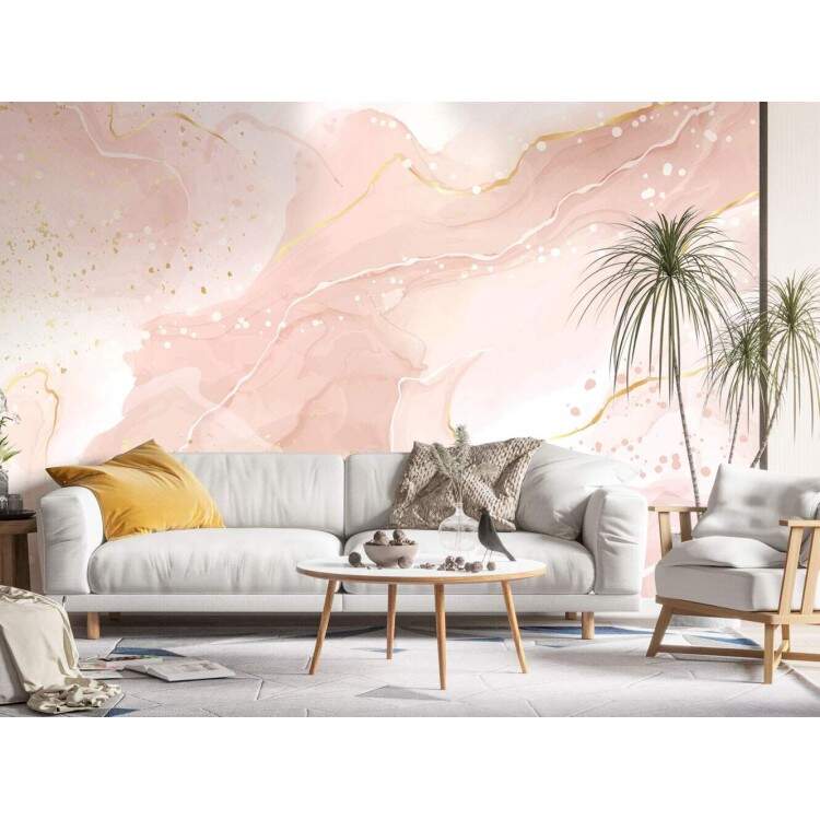 Papel de Parede Mrmore com Tons de Rosa MP