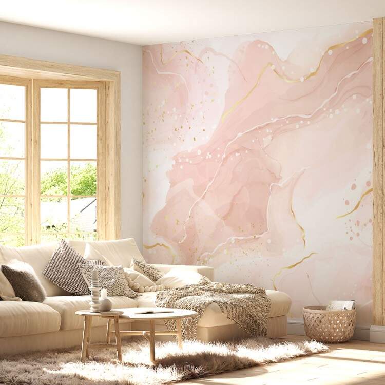 Papel de Parede Mrmore com Tons de Rosa MP
