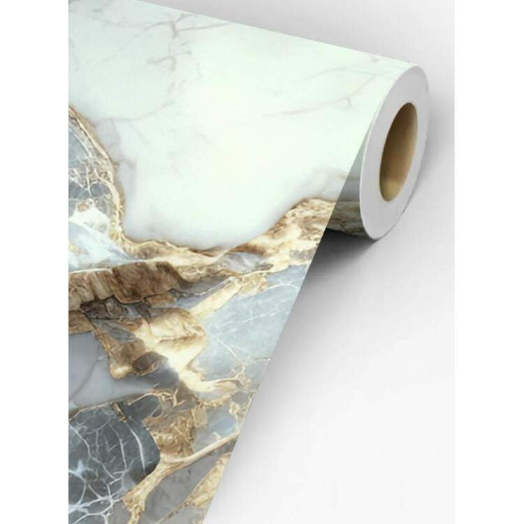Papel de Parede Textura Mrmore com Tons de Cinza e Branco MP