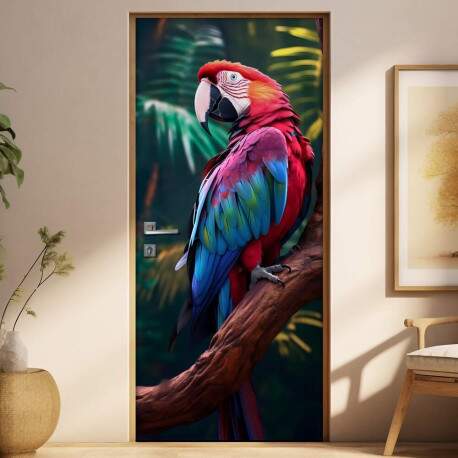 Adesivo Para Porta Arara Colorida em Galho