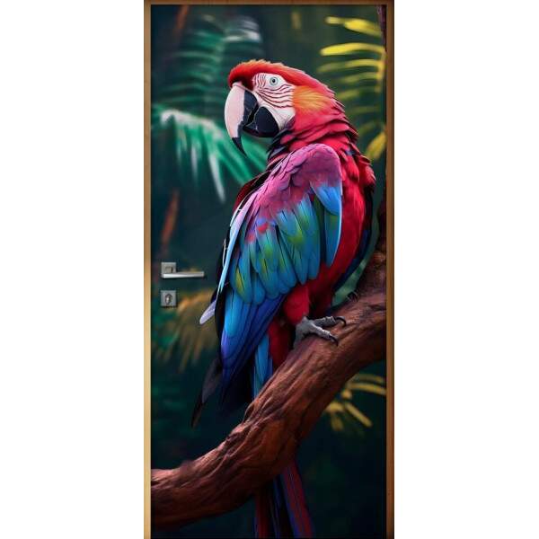 Adesivo Para Porta Arara Colorida em Galho
