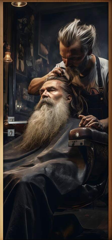 Adesivo Para Porta de Barbearia Barbeiro Fazendo Barba