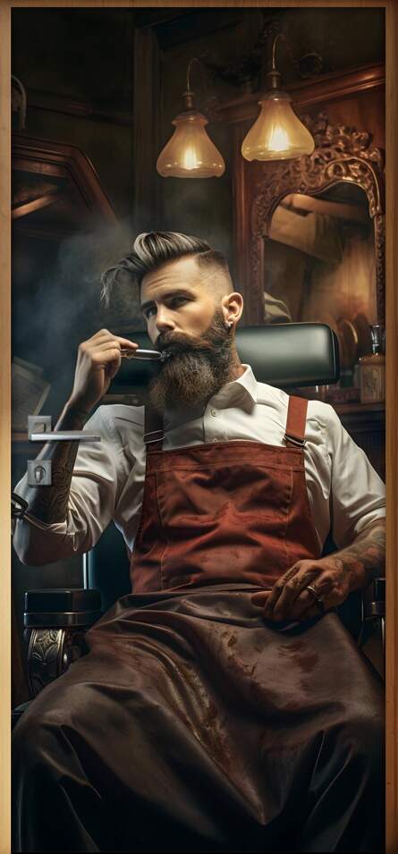 Adesivo Para Porta de Barbearia Barbeiro com Avental