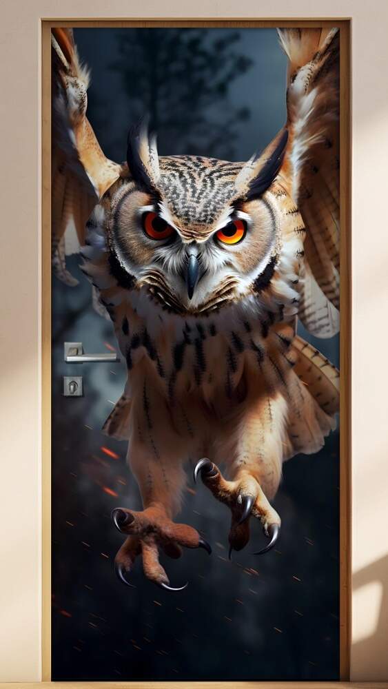 Adesivo Para Porta Coruja com Olhos Atentos