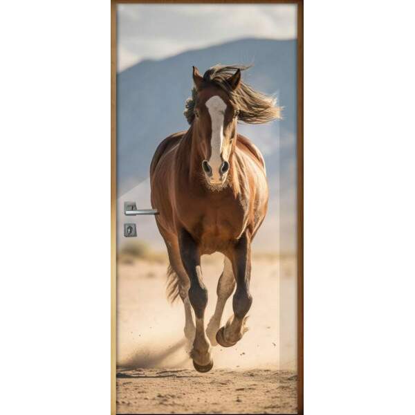 Adesivo Para Porta Cavalo Correndo Pelo Velho Oeste