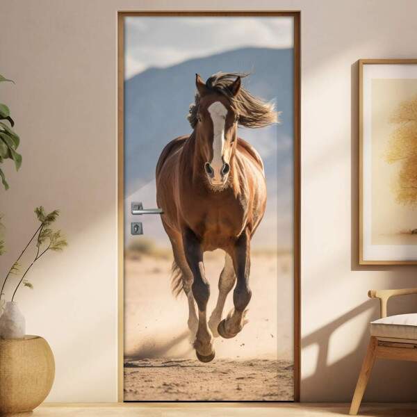 Adesivo Para Porta Cavalo Correndo Pelo Velho Oeste