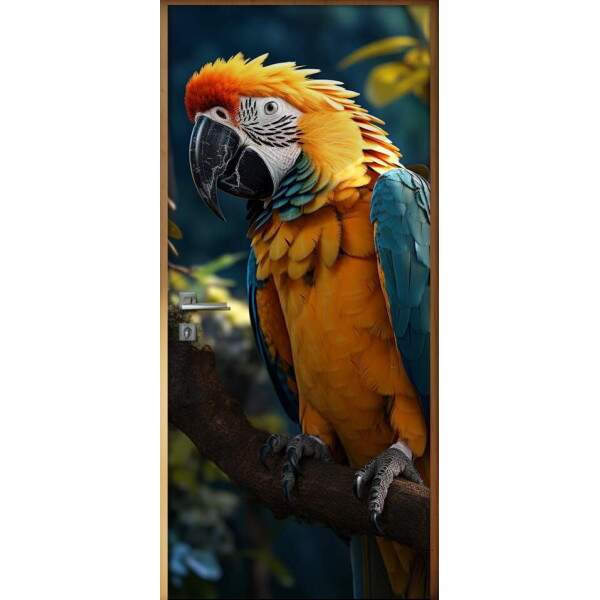 Adesivo Para Porta Arara Amarela e Azul