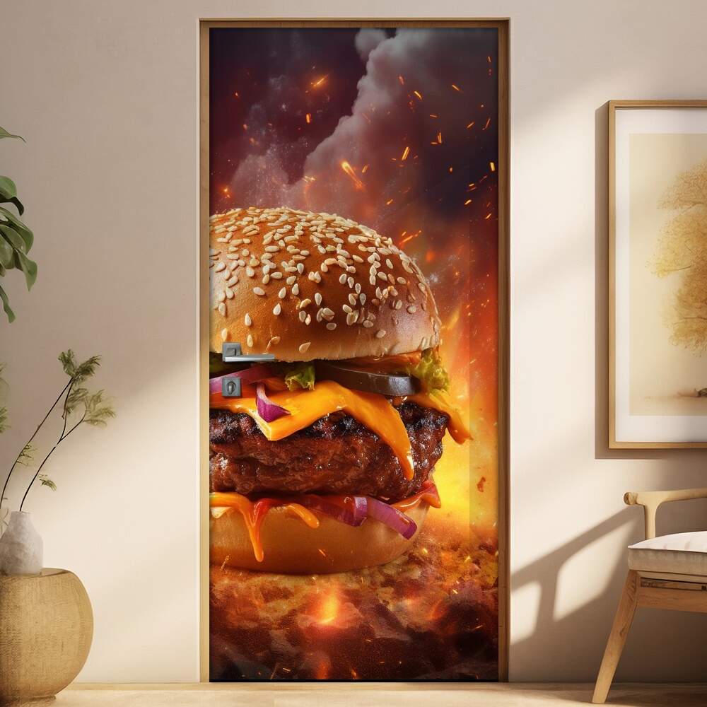 Adesivo Para Porta Hamburguer Grande na Brasa