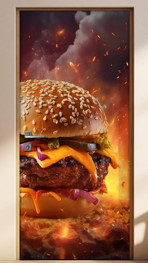 Adesivo Para Porta Hamburguer Grande na Brasa