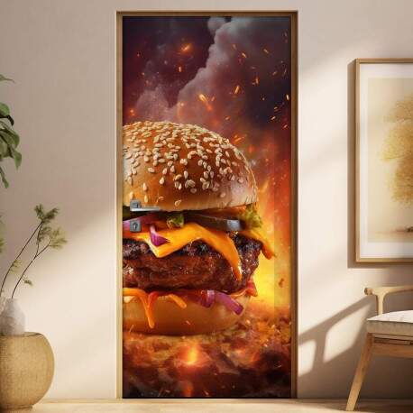 Adesivo Para Porta Hamburguer Grande na Brasa