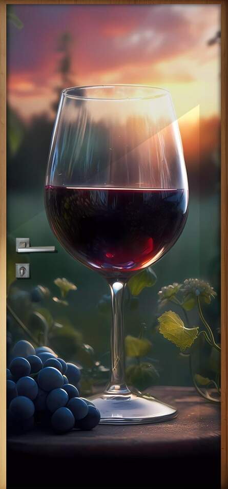 Adesivo Para Porta Taa de Vinho com Paisagem no Fundo