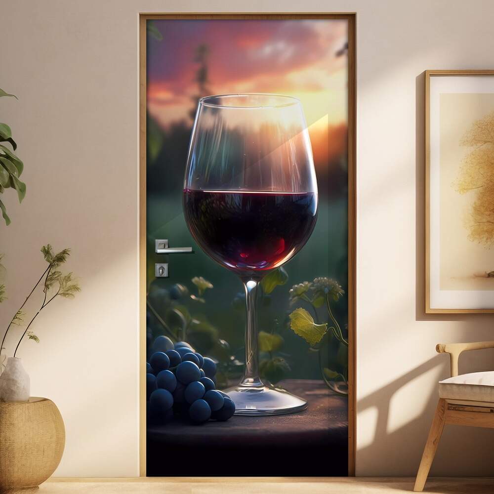 Adesivo Para Porta Taa de Vinho com Paisagem no Fundo