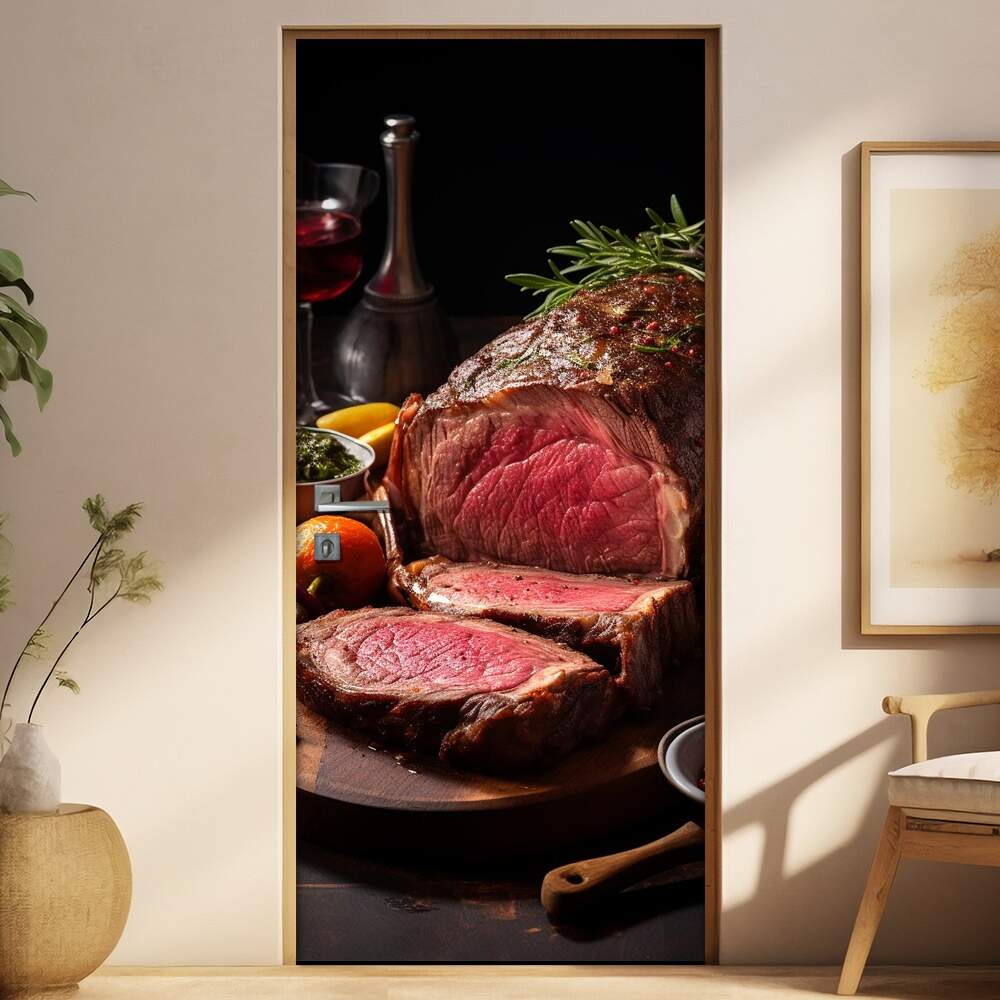Adesivo Para Porta Carne Assada Vermelha