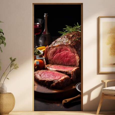 Adesivo Para Porta Carne Assada Vermelha