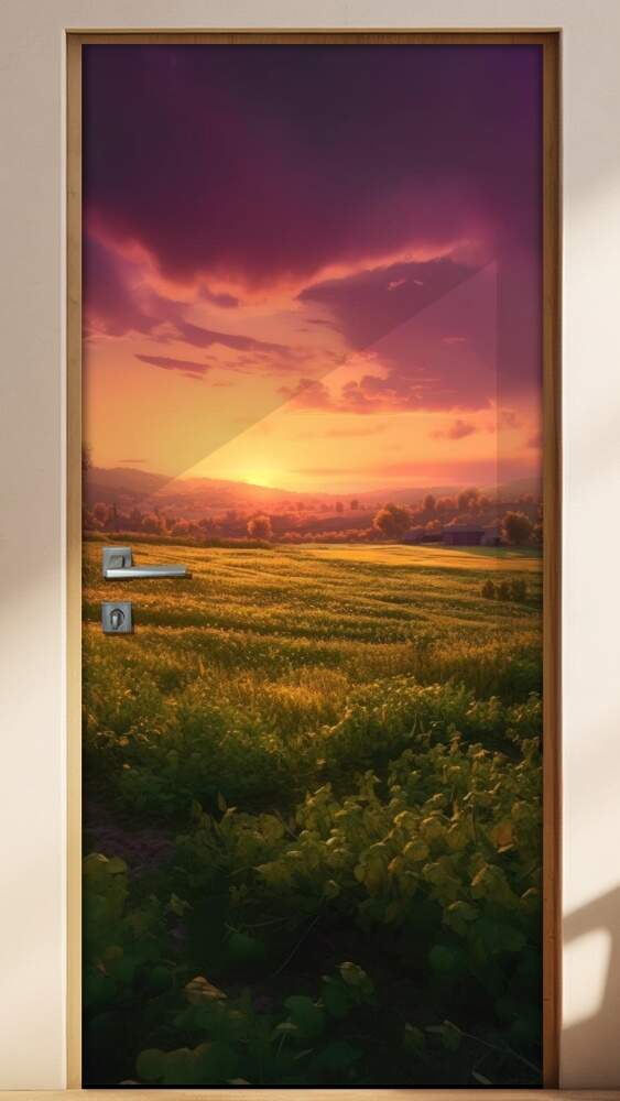 Adesivo Para Porta Fazenda com P�r-do-Sol