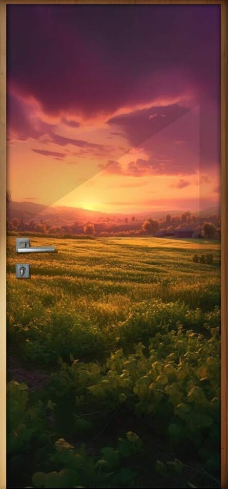 Adesivo Para Porta Fazenda com P�r-do-Sol