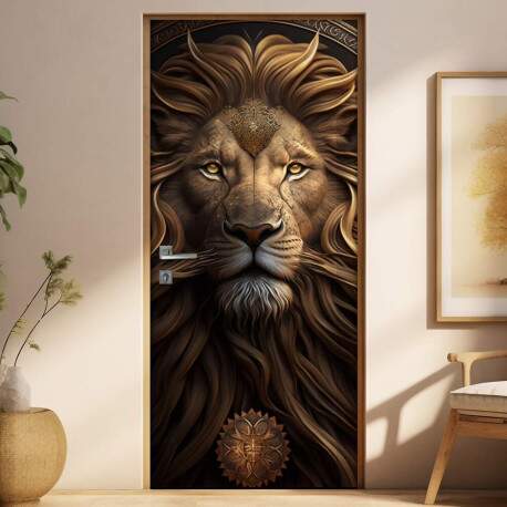 Adesivo Para Porta Leo Estilo Pintura