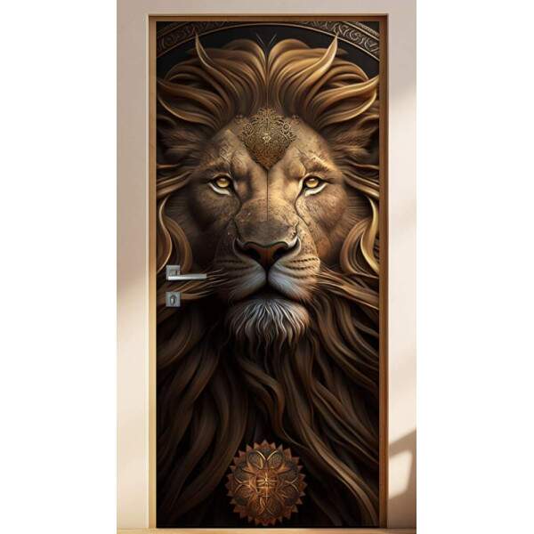 Adesivo Para Porta Leo Estilo Pintura