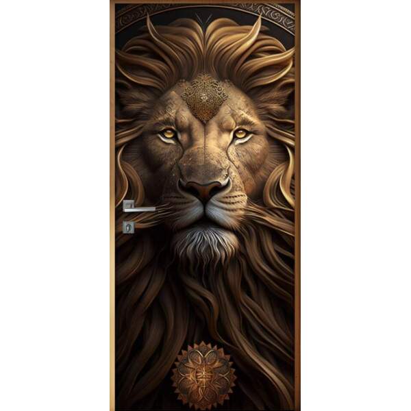 Adesivo Para Porta Leo Estilo Pintura