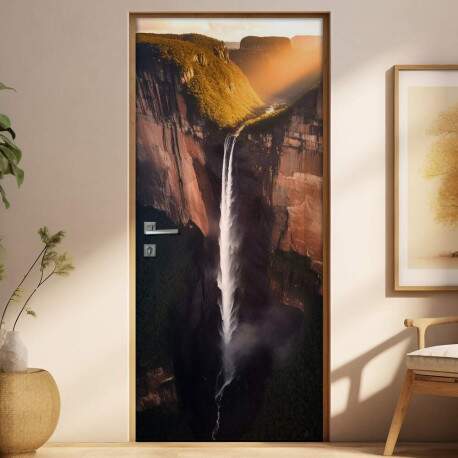 Adesivo Para Porta Paisagem de Cachoeira