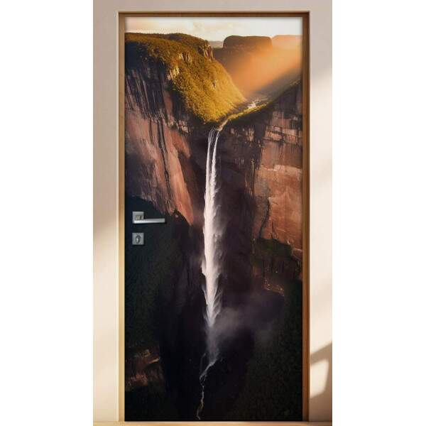 Adesivo Para Porta Paisagem de Cachoeira