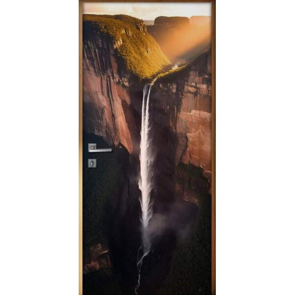 Adesivo Para Porta Paisagem de Cachoeira