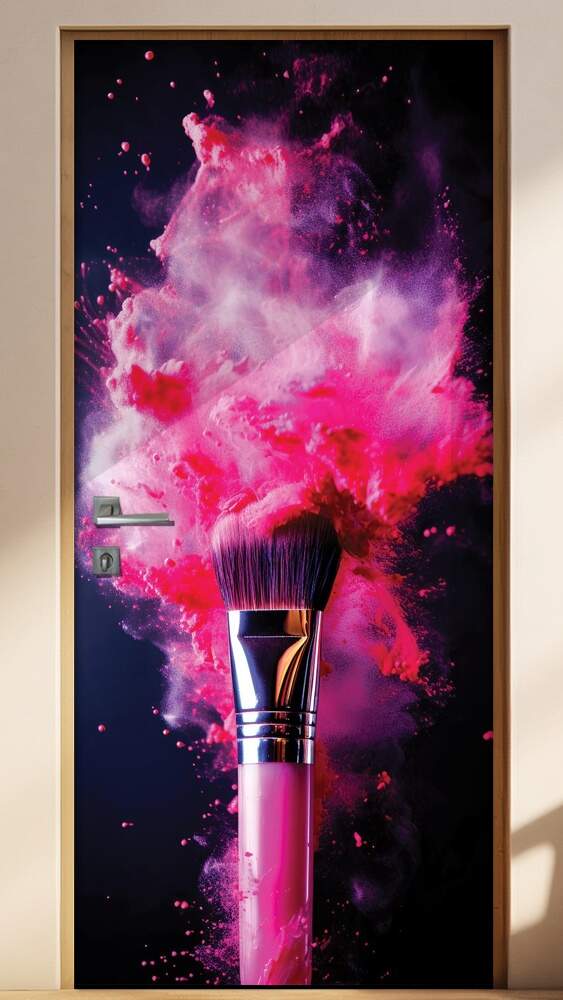 Adesivo Para Porta Pincel de Maquiagem com P� Rosa