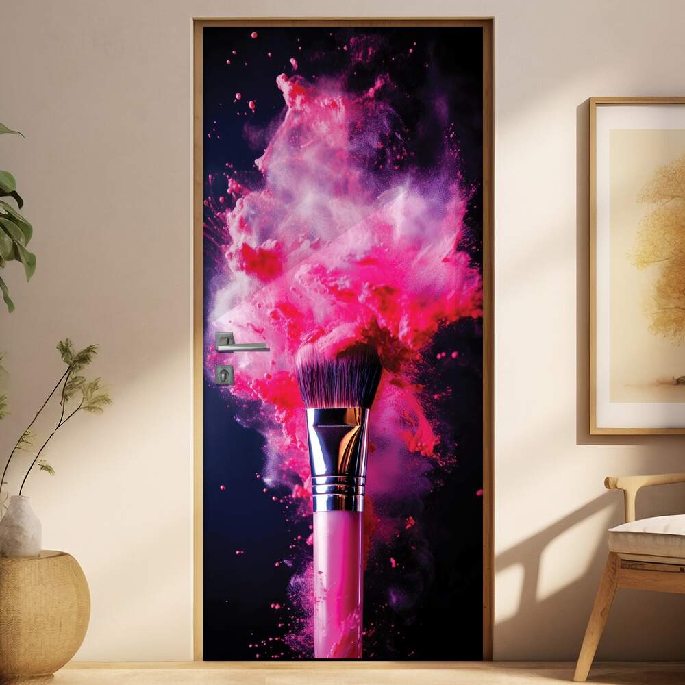 Adesivo Para Porta Pincel de Maquiagem com P Rosa