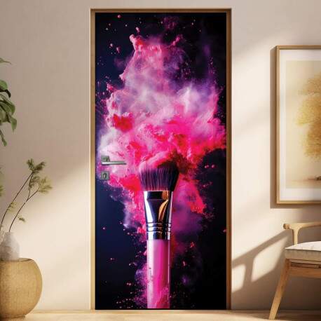 Adesivo Para Porta Pincel de Maquiagem com P Rosa