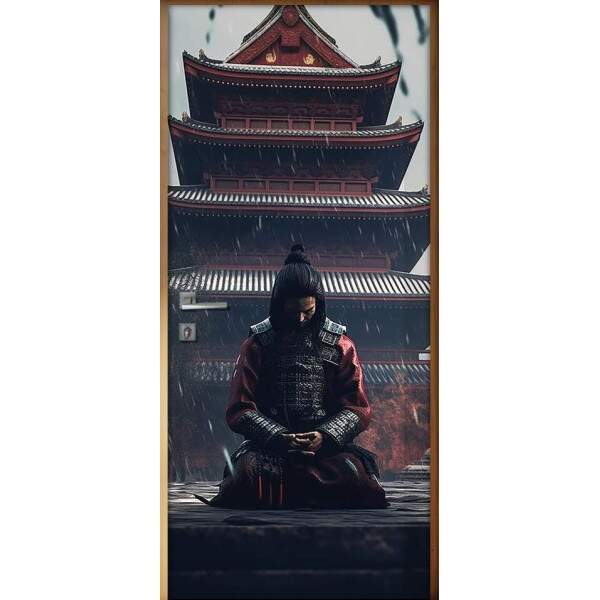 Adesivo Para Porta Samurai Ajoelhado