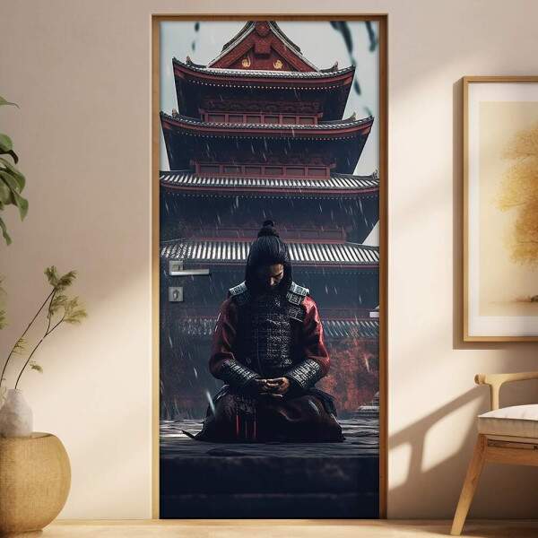 Adesivo Para Porta Samurai Ajoelhado