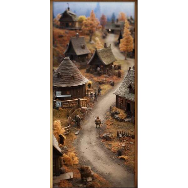 Adesivo Para Porta Vilarejo Viking Maquete