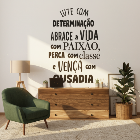 Adesivo de Parede Frase Motivacional Lute com Determinao