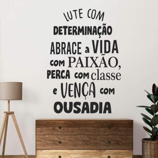 Adesivo de Parede Frase Motivacional Lute com Determinao