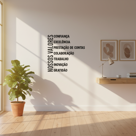 Adesivo de Parede Frase Para Ambiente de Trabalho Nossos Valores