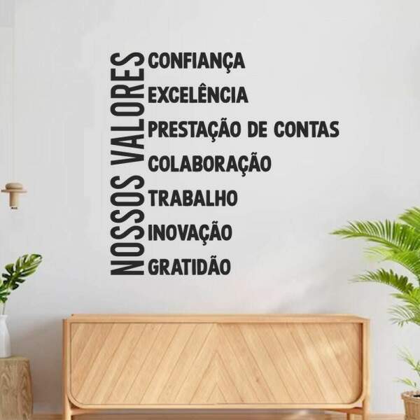 Adesivo de Parede Frase Para Ambiente de Trabalho Nossos Valores