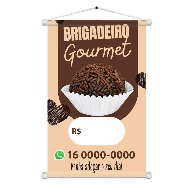 Banner Impresso em Lona Personalizado Para Padaria Brigadeiro Gourmet