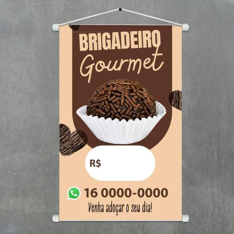 Banner Impresso em Lona Personalizado Para Padaria Brigadeiro Gourmet