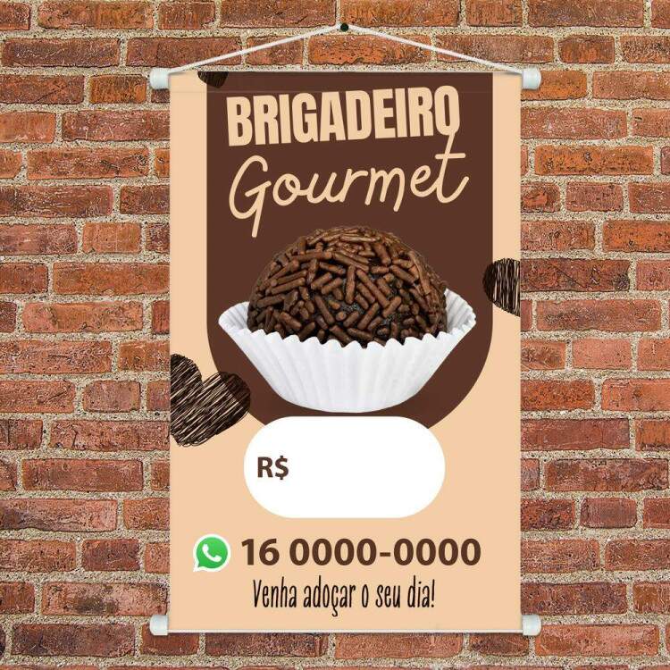 Banner Impresso em Lona Personalizado Para Padaria Brigadeiro Gourmet