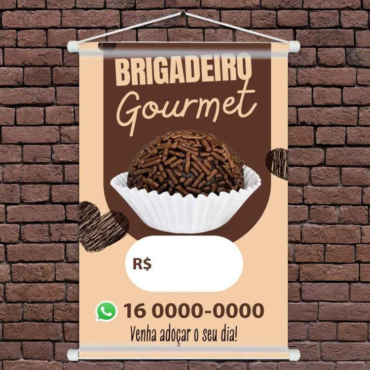 Banner Impresso em Lona Personalizado Para Padaria Brigadeiro Gourmet