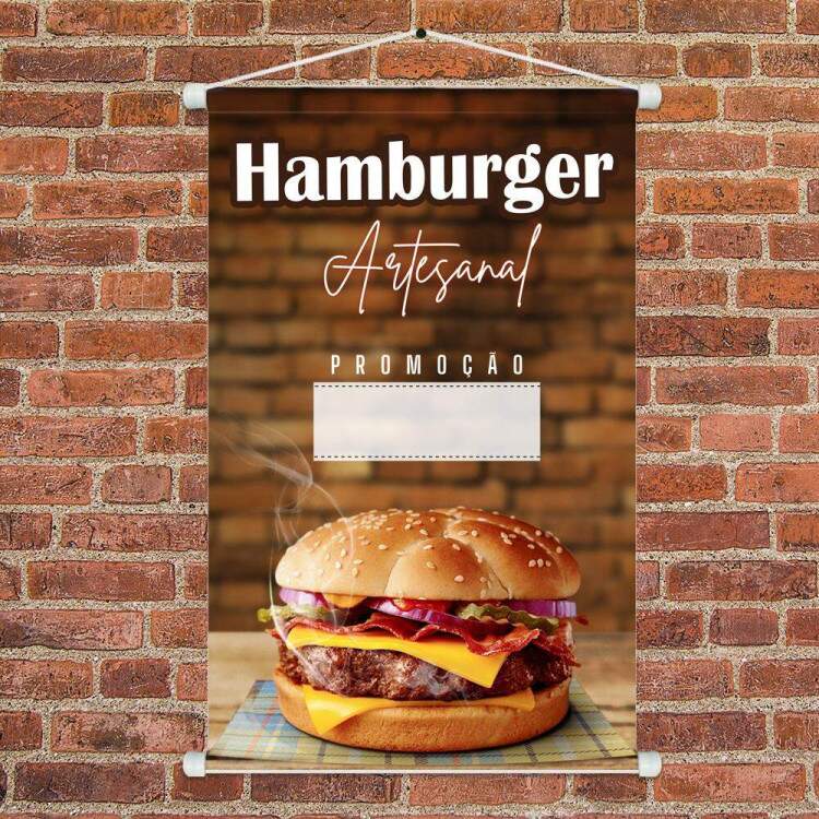 Banner Impresso em Lona Personalizado Para Hamburgueria Hamburguer Artesanal