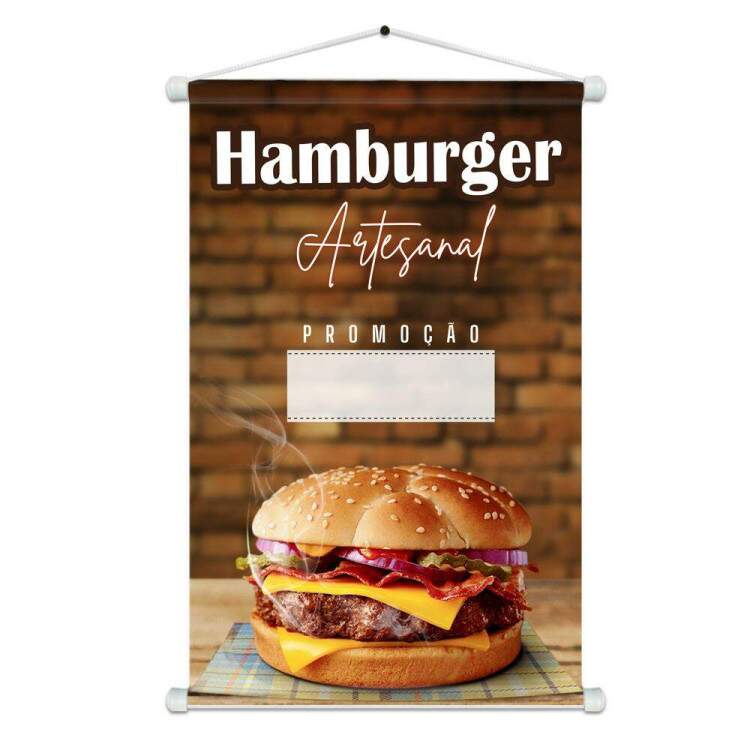 Banner Impresso em Lona Personalizado Para Hamburgueria Hamburguer Artesanal