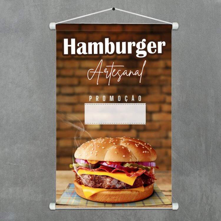 Banner Impresso em Lona Personalizado Para Hamburgueria Hamburguer Artesanal